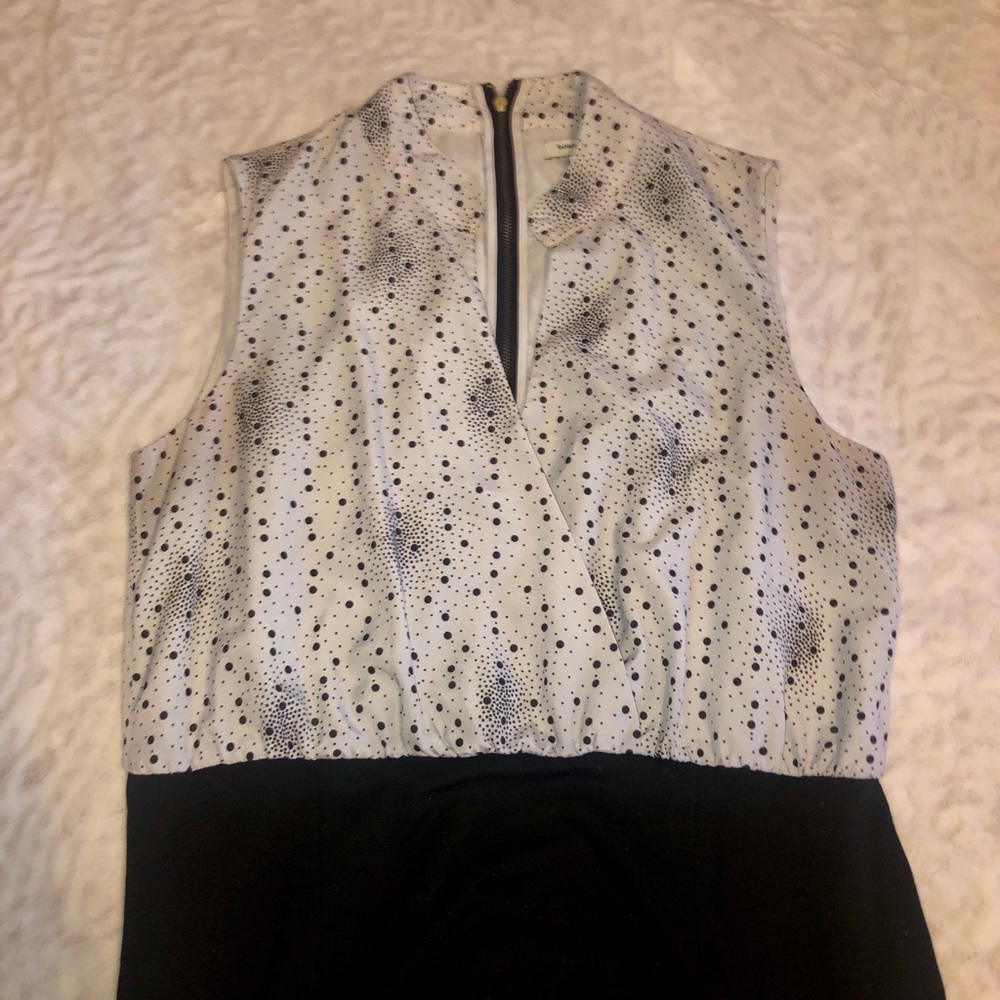 🤍Polka Dot Zip Dress with Pencil Skirt Bottom🖤